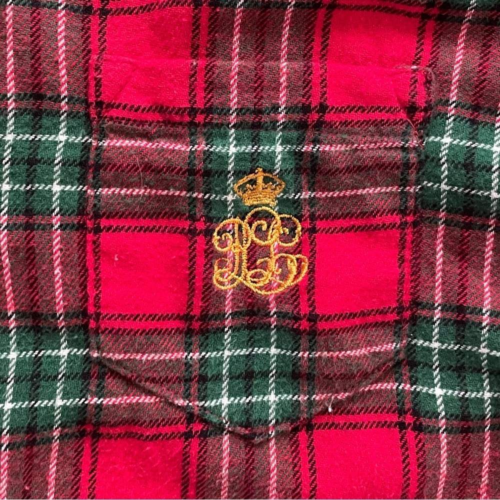 Lauren Ralph Lauren Womens Button Down Shirt XL Red Flannel Plaid Cotton Pajama - Picture 7 of 7